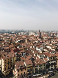 High angle view of townscape against sky