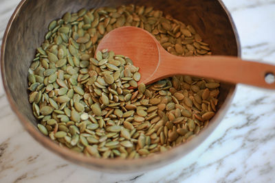 Close-up of bread in bowl on table