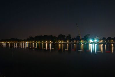 Scenic view of river against sky at night