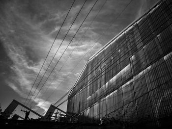 Low angle view of modern buildings against sky