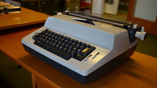 Close-up of computer keyboard on table