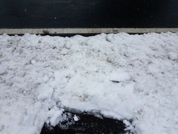 High angle view of snow covered land