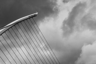 Low angle view of suspension bridge against sky