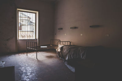 Empty beds at abandoned hospital