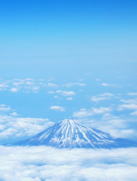 Aerial view of mt fuji during winter