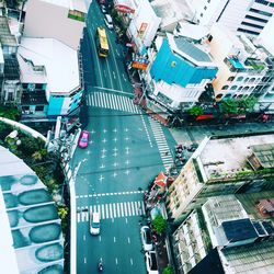 High angle view of city street