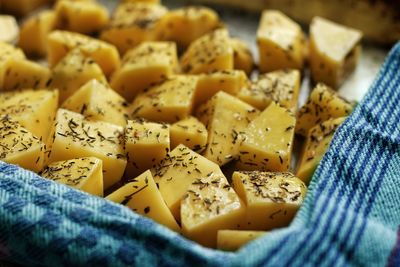 Close-up of sliced potatoes