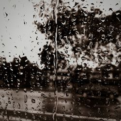 Full frame shot of wet glass window in rainy season