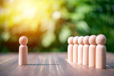 Close-up of chess pieces on table