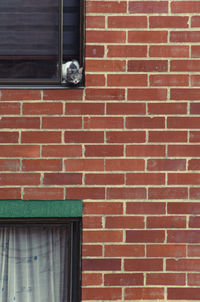 View of a window on brick wall of building