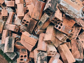 Full frame shot of broken bricks