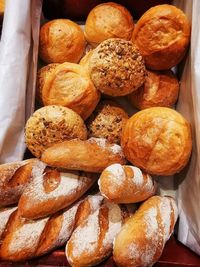 High angle view of bread on table