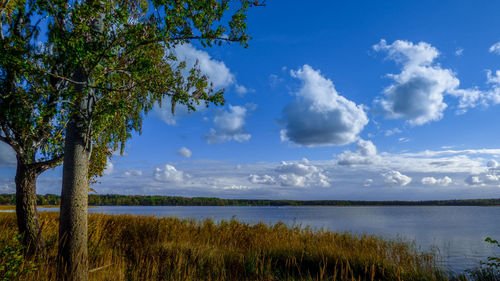 Scenic view of lake against sky