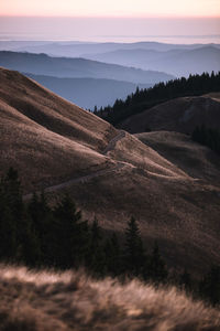 Scenic view of landscape against sky during sunset