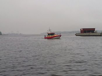 Boat sailing in sea