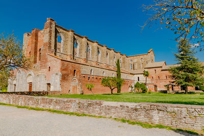 View of old ruin against blue sky