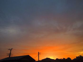 Low angle view of silhouette roof against sky during sunset