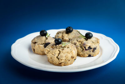 Close-up of cookies in plate