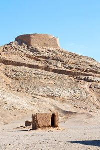 Rock formations against clear sky