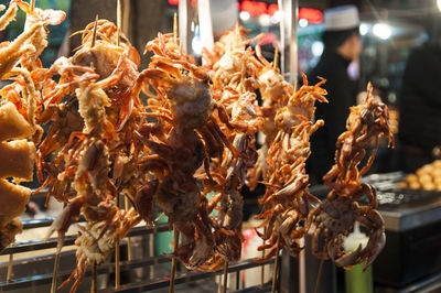 Close-up of seafood for sale in market