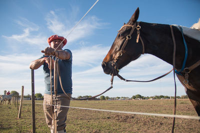 Portrait of peasant in south american field