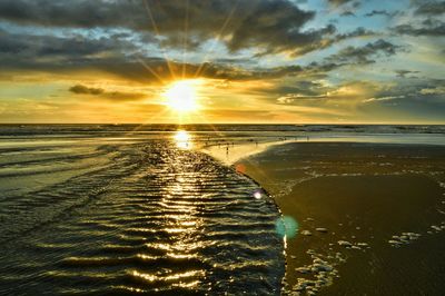 Scenic view of sunset over sea