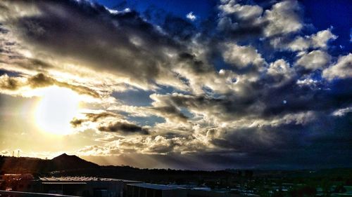 Dramatic sky over city