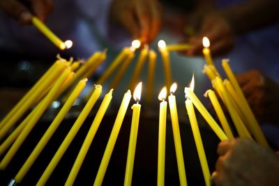 Close-up of illuminated candles