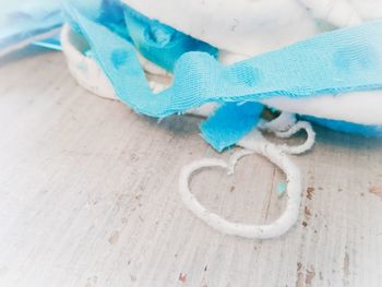 High angle view of tied up rope