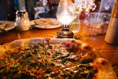 Close-up of food on table