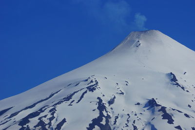 Scenic view of snowcapped mountains against clear blue sky