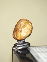 High angle view of electric lamp on table against wall
