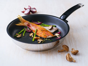 High angle view of food on table