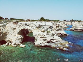 Scenic view of sea against clear sky
