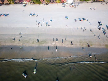 High angle view of people on beach