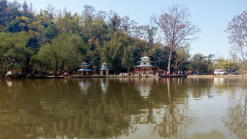 Scenic view of lake against sky