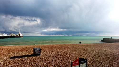 Scenic view of sea against cloudy sky