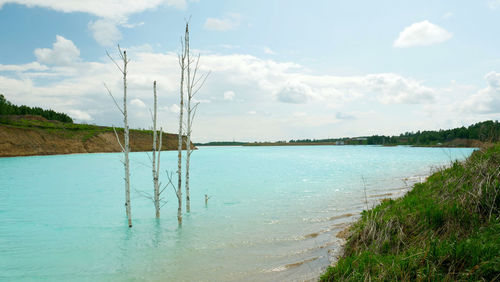 Scenic view of lake against sky