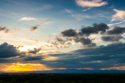 Scenic view of dramatic sky during sunset