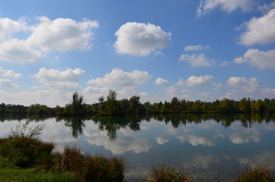 Scenic view of lake against sky