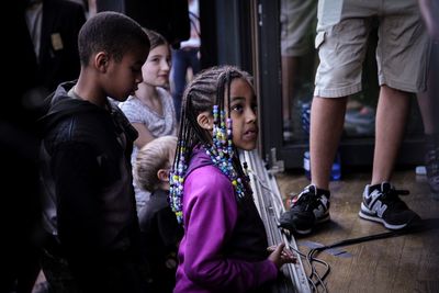 Children standing in corridor