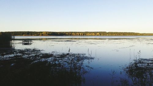 Scenic view of lake against clear sky