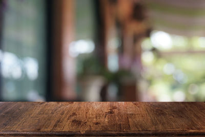 Close-up of wooden table