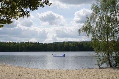 Scenic view of lake against sky