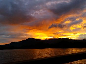 Scenic view of sunset over lake