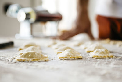 Close-up of dough on table