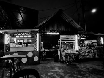 Interior of illuminated restaurant