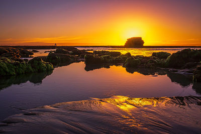 Scenic view of sea during sunset