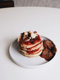 Close-up of cake in plate on table