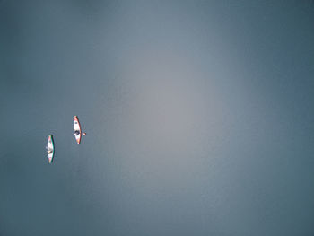 Low angle view of person paragliding against clear sky